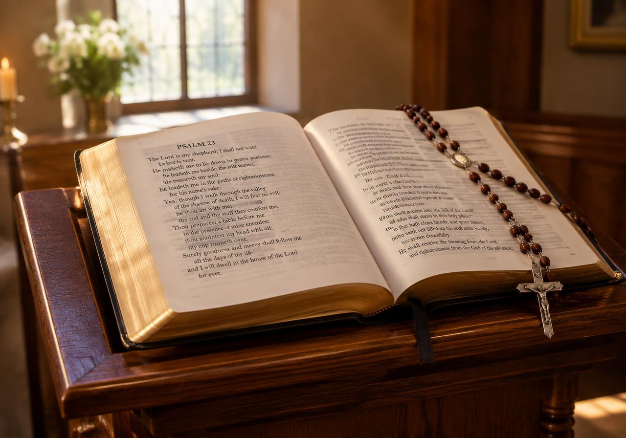 Open Bible on a lectern